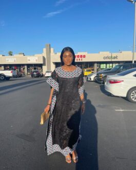 Black & white long lace dress