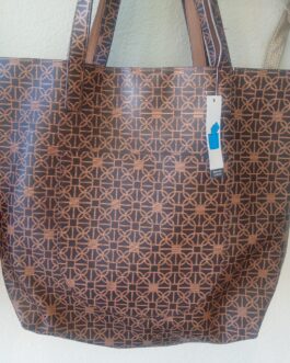 Leather bag brown and beige L