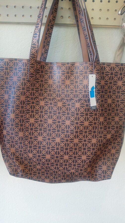 Leather bag brown and beige L