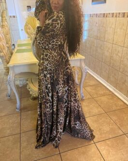 Leopard print long dress