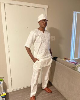 Dashiki white 3 piece with white design