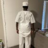Dashiki white 3 piece with white design - Image 3