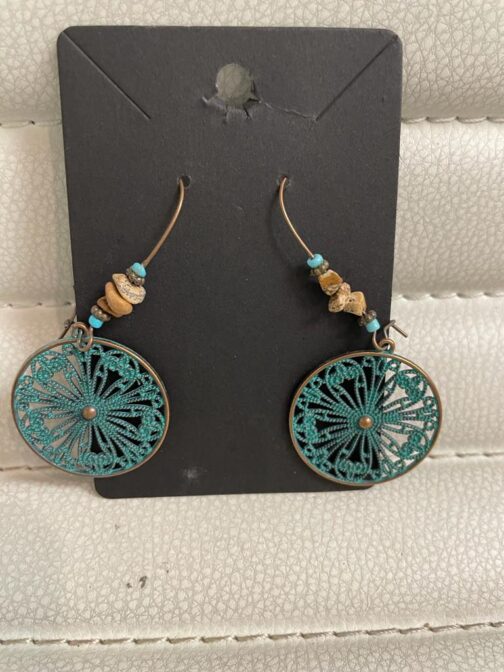 006 Vintage round blue earrings