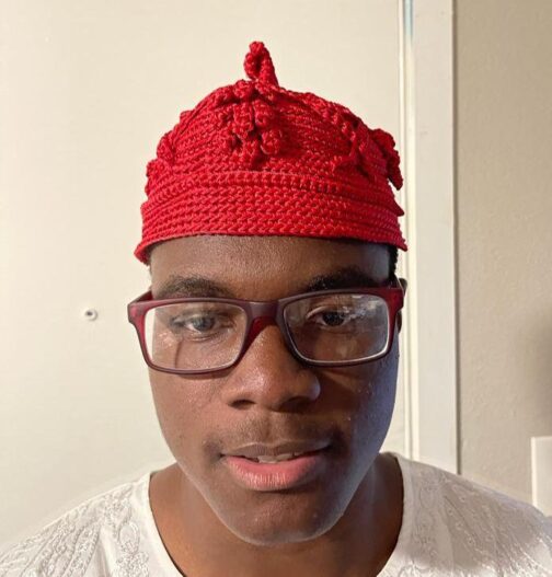 Red African Kufi knitted hat