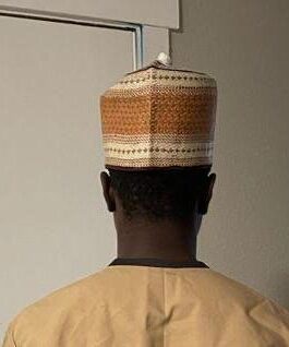 African Kufi Hausa beige and brown hat